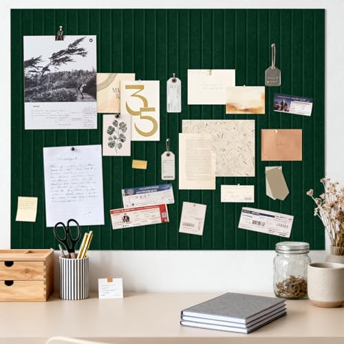 Tablón de anuncios grande autoadhesivo, 40 x 60 cm, color verde oscuro, autoadhesivo, tablero de corcho decorativo de fieltro, pizarra de fotos plegable, tablero de notas para oficina, hogar y