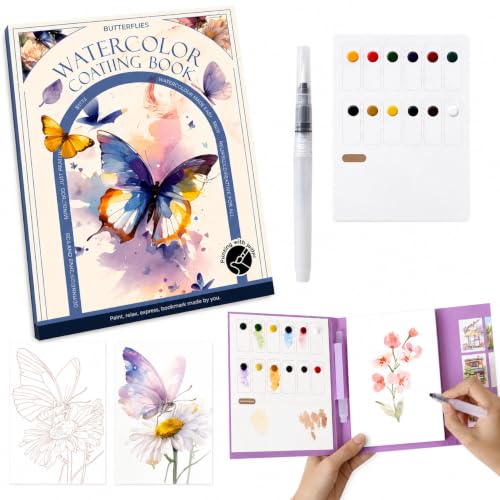 Image of CRAFTMATE Pocket Watercolor Painting Book | Paint with Water Coloring Books for Teens and Adults | Travel Arts and Crafts Kit for Kids and Adults