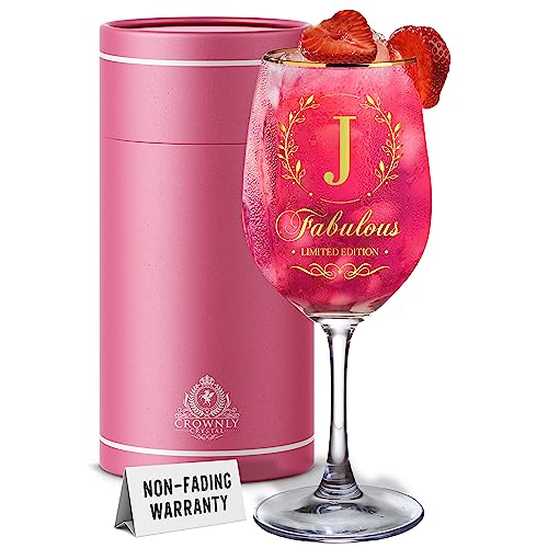 CROWNLY CRYSTAL® Anniversario Matrimonio Genitori Regalo Natale Regalo Collega Che Cambia Lavoro Bicchieri Gin Tonic Bicchieri Vino Regali Compleanno Tanti Auguri Regalo Sorella Personalizzati (J)