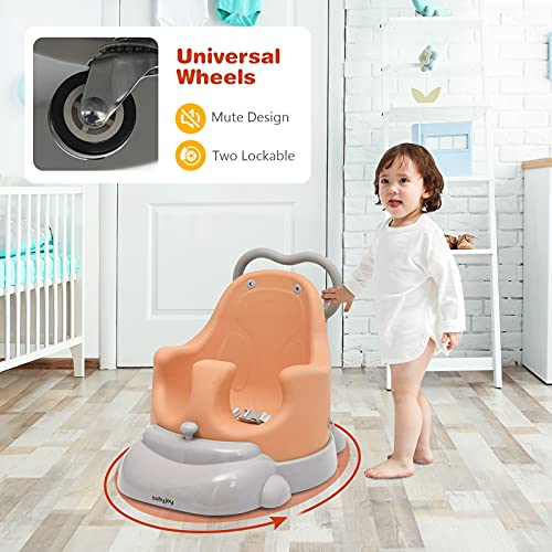 COSTWAY Baby Booster Seat for Dining Chair, Convertible Infant Feeding Chairs| Sit to Stand Walker with Removable Tray & Base, Harness and Wheels (Pink) - Image 8