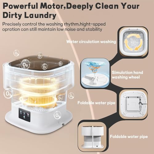Image of Portable Washing Machine, 16L Mini Washing Machine With Spin Basket, Small Portable Washer Machine Suitable for Underwear Small Clothes Dryer Deep Cleaning for Underwear Washing Machine A2