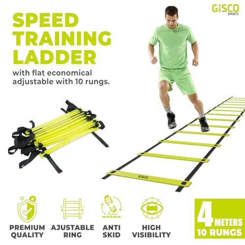 Image of GISCO Speed and Agility Soccer Training Kit, Including (6 Hurdles + Agility Ladder + 6 Marker Cone + 20Space Marker + Kit Bag) | Multi - Colour (Agility Soccer Training Kit - Combo 2 with Bag)