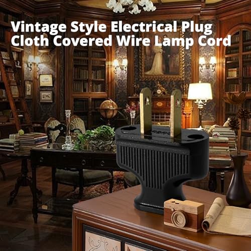 SuperDi Vintage Style Electrical Plug Cloth Covered Wire Lamp Cord Black 2 Prong（5 Pack） by SuperDi - Image 6
