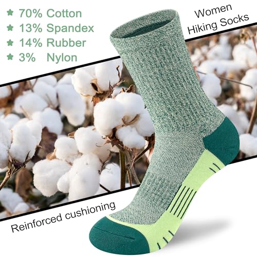 Image of Crew Socks Women Athletic Hiking Running Cushioned Compression Socks 3-5 Pairs