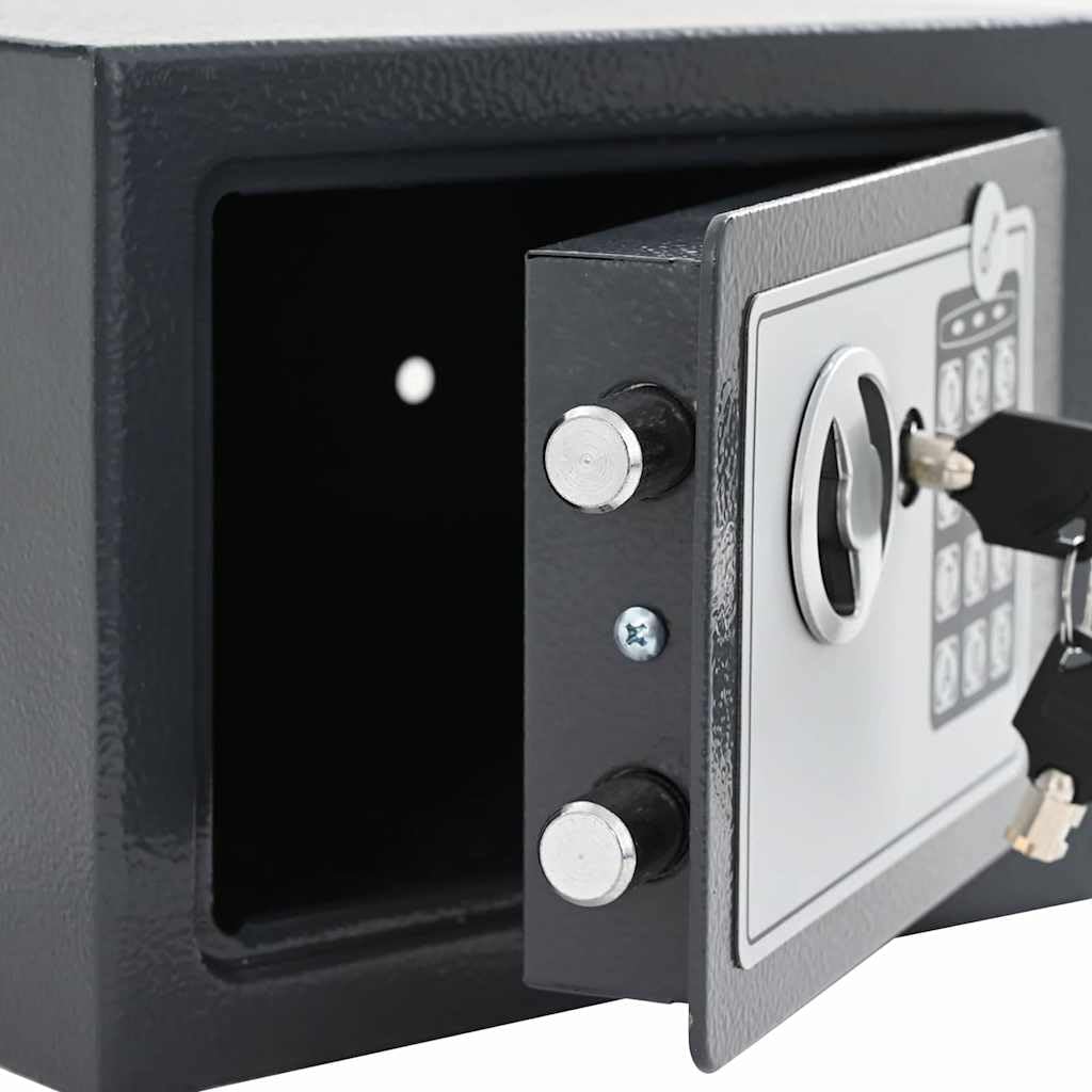 Cassaforte digitale grigio scuro, 23 x 17 x 17 cm, in acciaio, con serratura elettronica e lucchetto a combinazione, per documenti, cassaforte di sicurezza, cassetta di sicurezza, cassetta di