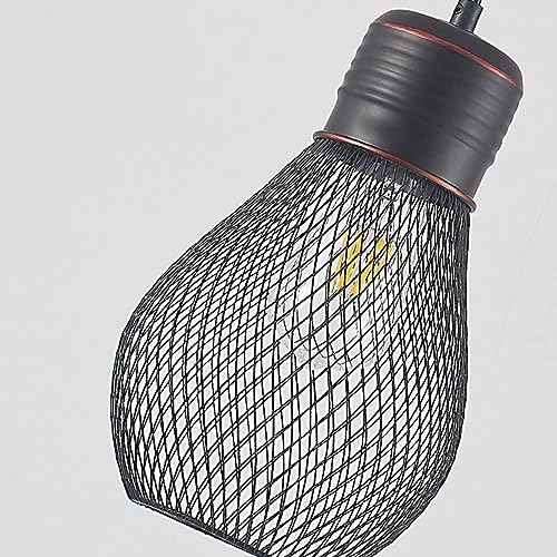 Lámpara de techo americana duradera fabricada en hierro forjado texturizado negro 7