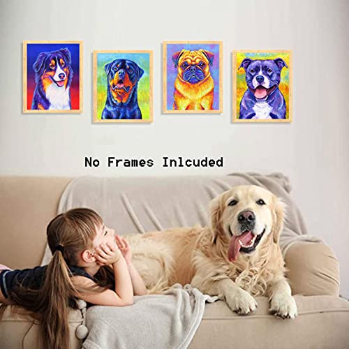 Watercolor Dog Wall Art Prints, Funny Dog Canvas Wall Art, Cute Rottweiler Labrador Pug Art Posters, Cute Puppy Art Painting For Pet Lovers Kid Bedroom Pet Room Decor, Set Of 6 (8"X10" Unframed) #TOP2