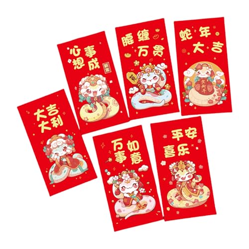 2025 蛇 干支 赤み封筒 6枚 Hongbao 中国の旧正月のお祝い用 春祭り お金パケット 誕生日 マネーホルダー