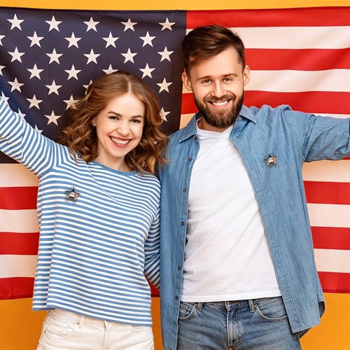 Image of Yinkin 48 Pcs 4th of July Label Pins 250th Anniversary Enamel Pins Bulk American Patriotic Brooch Memorial Day Gift Independence Day Backpacks Clothes Bags Accessories