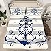 Nautical Compass Fitted Sheet Twin, Retro Anchor Bedding Sets Geometric Stripes Bed Sheets For Kids Boys Teens Adult, Seagull Ocean Wave Bedding Decor Set 2Pcs With 1 Pillow Case, Grey Navy Blue