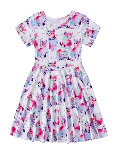 Vestidos de verano para niñas en corte acampanado y manga corta suave