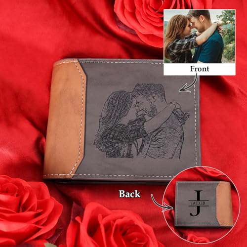 Customized Wallets for Men Personalized Wallet for Men with Photo Name Bi-fold Leather Mens Wallet for Dad Boyfriend Grandpa Husband Birthday Christmas Gift4