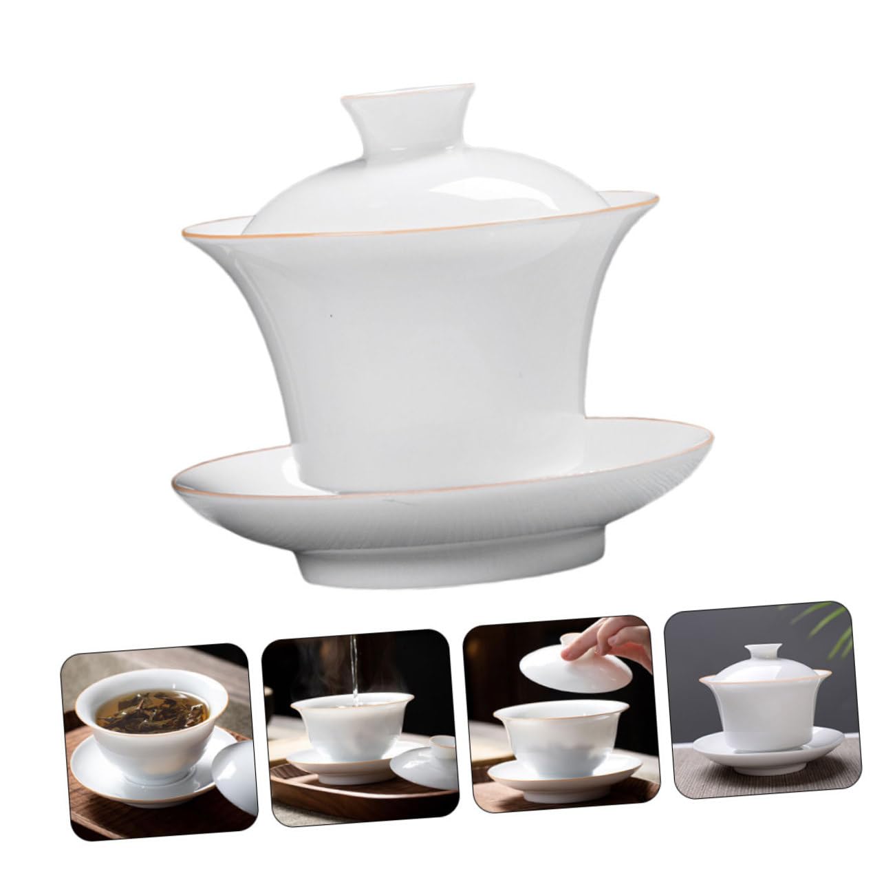 Juego de Taza de Té de Cerámica con Tapa y Platillo 9.5X9.5X8.5 CM para Reuniones de Té Diseño Original y Obsequio Adecuado