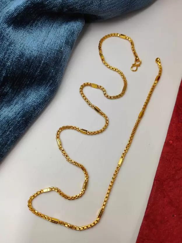 One gram Stylish Golden Neck woman and men Chain “24” Inches Gold-plated Chain_D104-picture-14