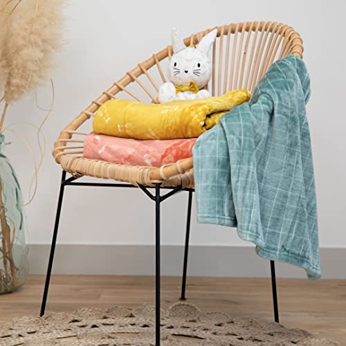 Couverture microdoux imprimée bébé lot de 2 draps plaid carreaux doux Domiva - 2