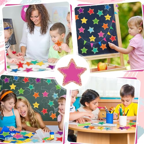 Image of Seajan 108 Pcs Confetti Star Cutouts for Classroom 3.5 Inch Small Bulletin Board Paper Star Decor Assorted Colors Accent for DIY Craft Office School Projects Party Supplies (Pack of 3)