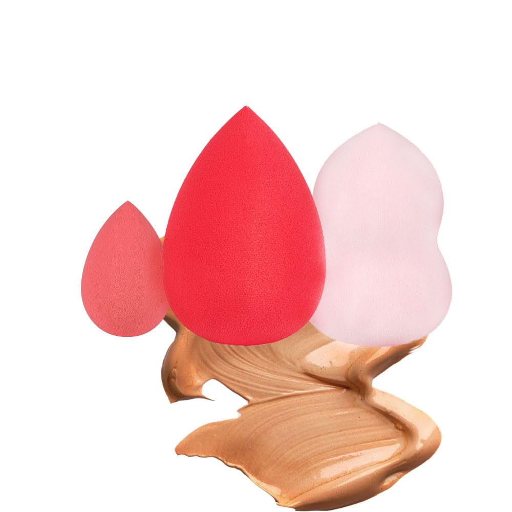 QIBANHUA A set of two large and one mini makeup sponge puff 3PCS combo sets