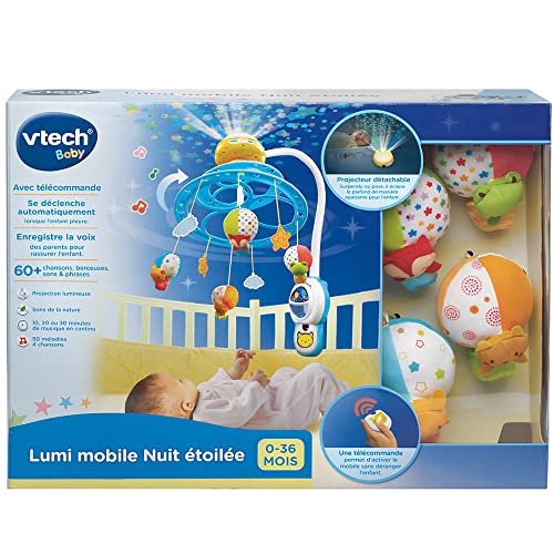 VTech Lumi Mobile Étoilée Mobile Musical Lit Bébé avec Télécommande 4 Animaux en Peluche Projection au Plafond Musique Douce et Sons de la Nature Cadeau de Naissance Contenu en Français - vue 4