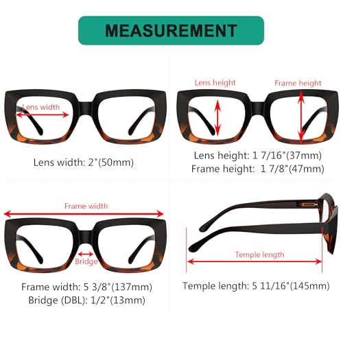 Image of Eyekepper 4 Pack Stylish Reading Glasses Women - Oversized Square Readers Black /Tortoise +5.00