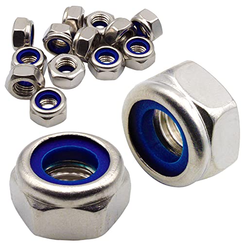 Ecrou Nylstop M8 : 50 Pièces Frein Autobloquant Indesserable avec Bague Nylon de Blocage Inox A2...