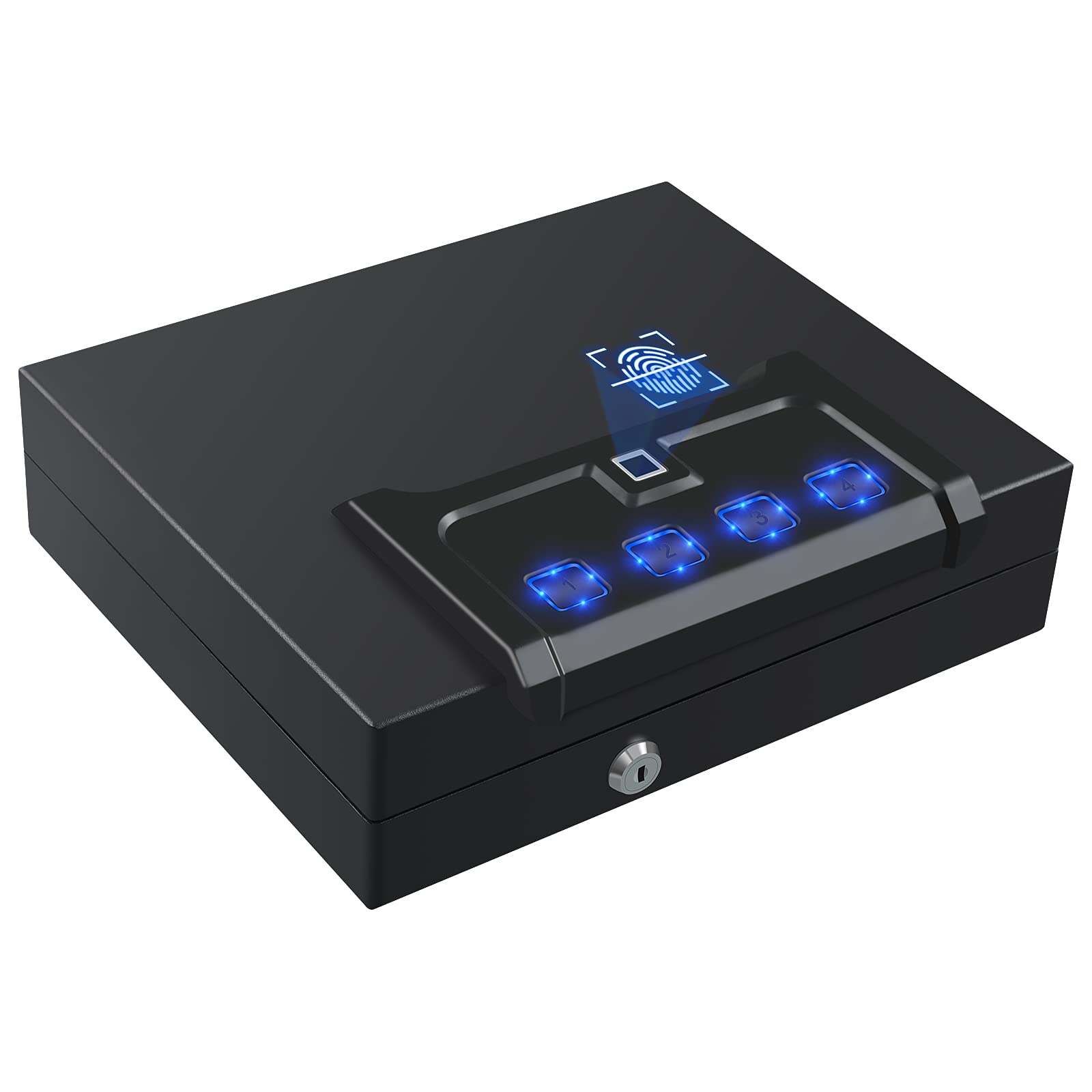 Dalmbox Gun Safe for Pistols, California DOJ Certified Quick Access Handgun Safe for Nightstand, Firearm Safety Device with Keypad, Gun Lock Box for Home Bedside Car