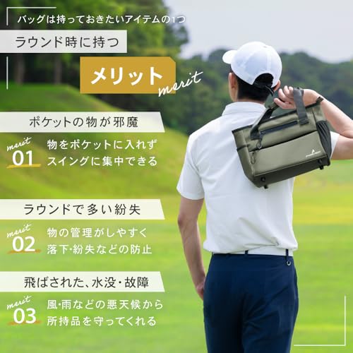 [PYKES PEAK] パイクスピーク ゴルフ ラウンドトートバッグ ラウンドポーチ 【防水 撥水加工】 カートバッグ ラウンドバッグ ゴルフバッグ メンズ レディース【ネイビー】 4枚目