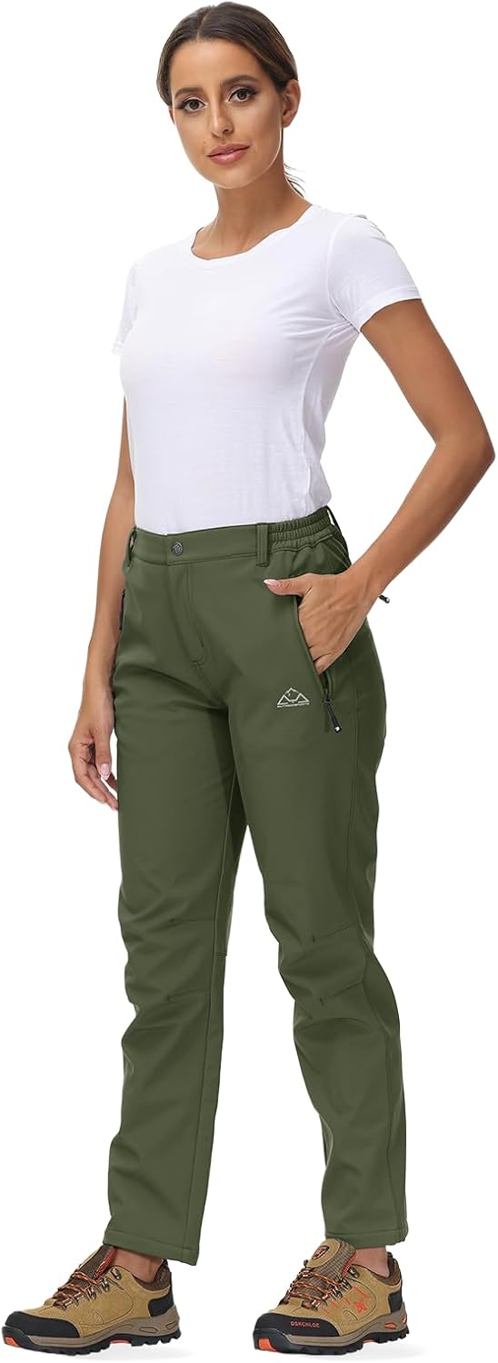 YSENTO Women's Fleece Lined Pants Winter Snow Ski Waterproof Insulated Softshell Hiking Mountain Pants - Image 6
