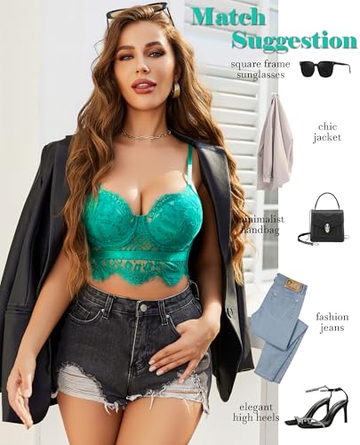 Image of Avidlove Lace Bralettes for Women Y2k Strap Bustier Cami Top V Neck Camisole Lingerie