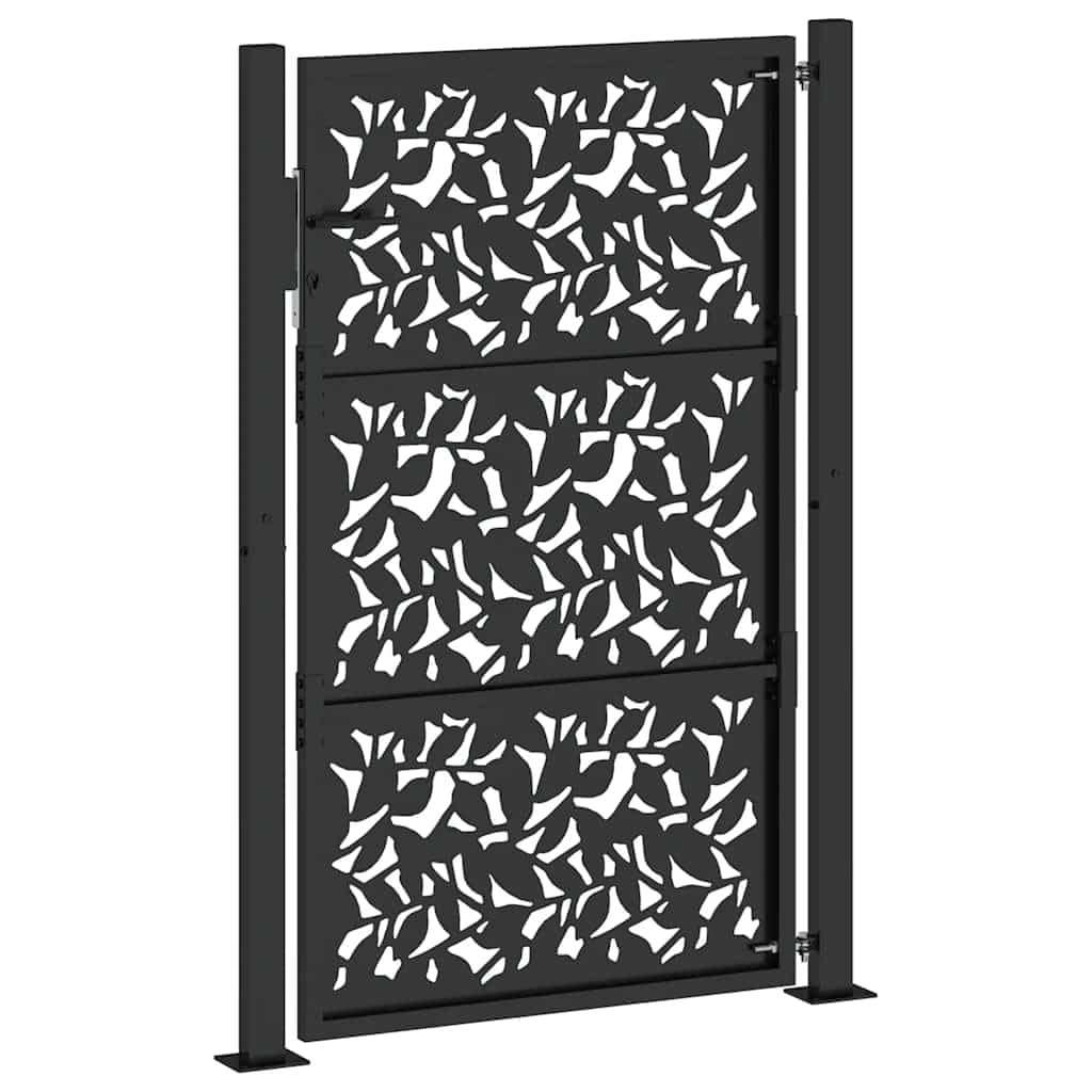vidaXL Puerta de jardín de diseño de Hojas de Acero Negra 100x150 cm, Puerta de Cerca, Puerta Exterior, Puerta de Metal, Puerta de Seguridad