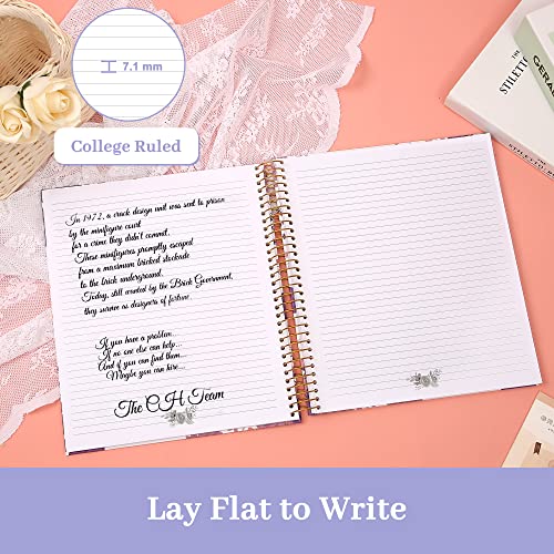 Image of CAGIE Hardcover Spiral Journal Notebook 8.5 x 11, Purple Floral