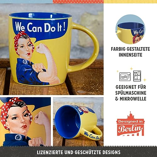 Nostalgic-Art Retro Kaffee-Becher, 330 ml, We can do it – Geschenk-Idee für starke Frauen, Keramik-Tasse, Vintage Design
