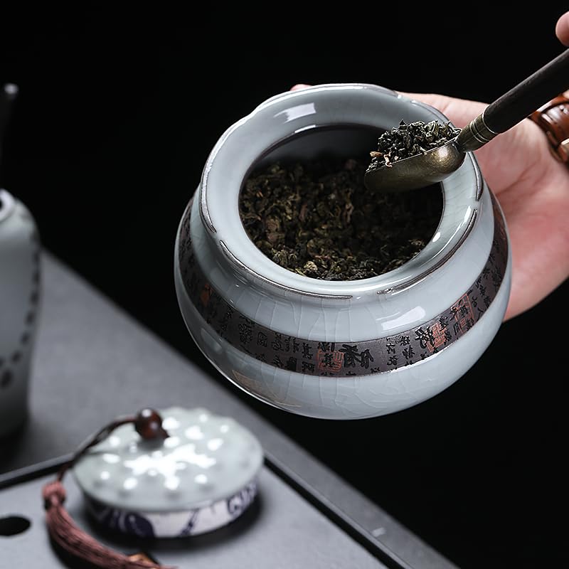 Keramische Küche Kanister, Tee Kaffee Zucker Kanis Aufbewahrungsbehälter Keramik Retro Schlicht mit Deckel Kung Fu Teezeremonie Teeservice Zubehör Tee Organizer