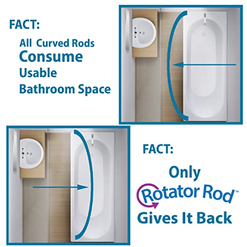 Rotating Curved Shower Curtain Rod Chrome - Flips In And Out Great For Small Bathrooms Curved Curtain Rod - No Rust Stainless Curved Shower Rods Fit Standard Tubs 58.5”- 60" #TOP6