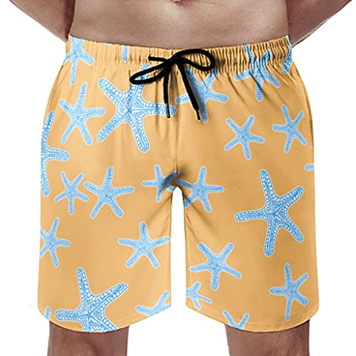 Ktewqmp Zomer zwembroek zeester oranje mannen zwembroek zwembroek heren met zakken lopen - Image 5