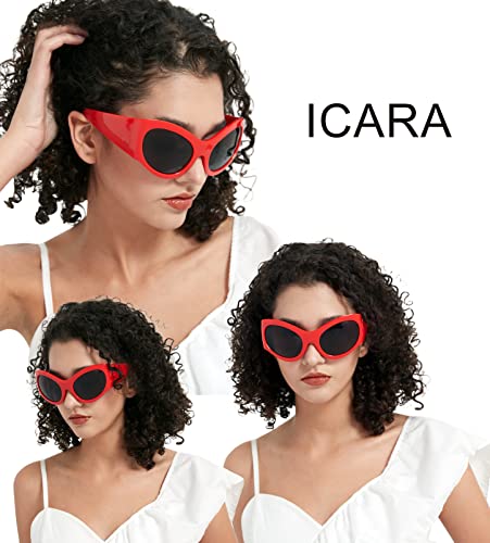 ICARA Oversized Fashion Sunglasses for Women Men Chic Y2k Style Curved Wrap-Around Oval Sun Glasses3