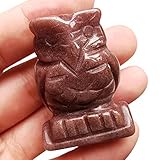 Manekieko Natürliche Erdbeerquarz Eulenkristalle Und Heilsteine Figuren Sammlerstücke, 40mm Bürodekoration Edelstein