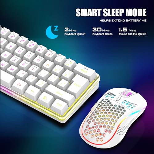 Image of RedThunder 60% Wireless Gaming Keyboard and Mouse Combo, 2500mAh Rechargeable Battery, Ultra-Compact Small RGB Mechanical Feel Keyboard, Lightweight Honeycomb Optical Mouse for Gaming /Busine
