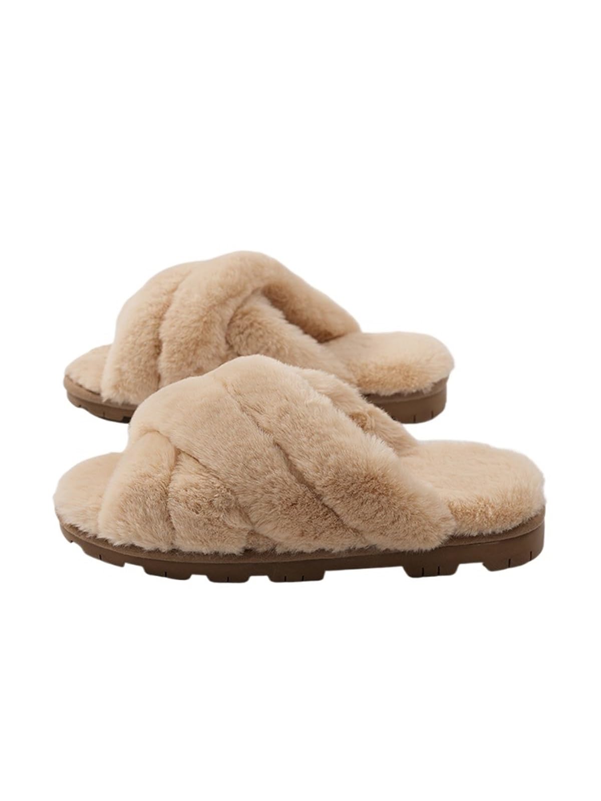 Zapatillas Esponjosas Cruzadas Zapatillas de algodón for Mujer, Piel Fondo Grueso, otoño e Invierno, Nuevas Prendas Vestir, Zapatos casa Suave, Suela Espuma Goma cálida