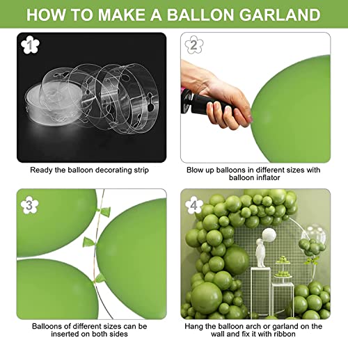 Image of Olive Green Retro Balloon Garland Kit 50 Pcs - Solid Olive Green Balloons Garland for Birthday, Baby Shower, Welcome Baby, Anniversary & Jungle Theme Party Decoration