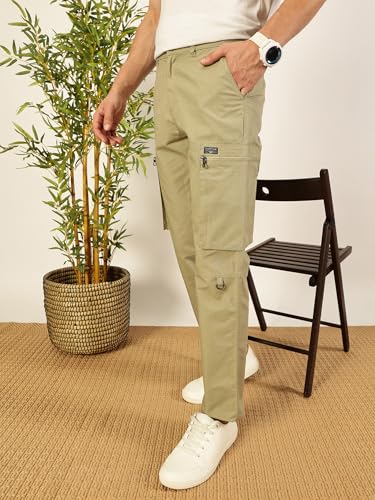 Image of Thomas Scott Men's | Solid | Light Weight | Breathable Fabric | 2 Zipper Pockets | Mid Rise | Regular Fit | Cotton Blend | Button Waist | Chino Trouser | Pants