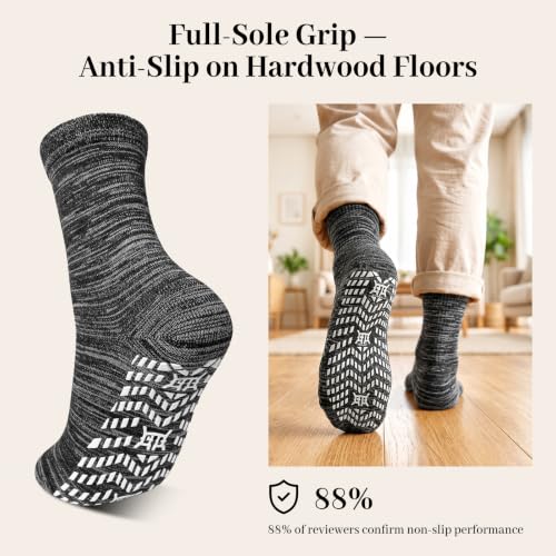 Image of Artfasion Non Slip Grip Socks Men: Fall Prevention Hospital Seniors 9-15