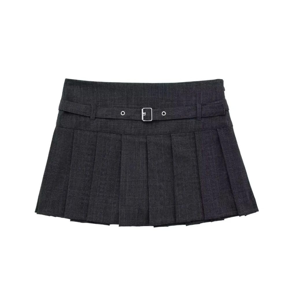Falda Corta De Mujer - Falda Pantalón Plisada A La Moda De Verano para Mujer, Minifalda Versátil con Cinturón Vintage para Mujer