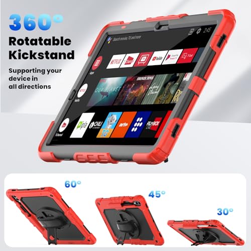 Étui rotatif Samsung Galaxy Tab S9+ antichoc avec porte-stylet et sangle ajustable - 5