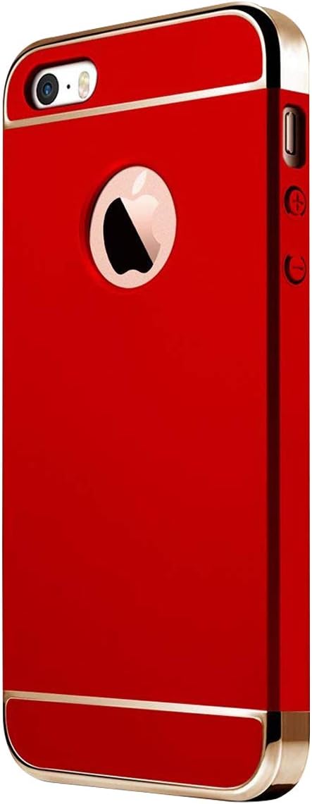Iphone5/5S/SE Case Slim case Anti-Scratch 360 Degree Protection 3 in 1 Hard Mobile Phone Ultra with Electroplate Frame for Full Protective for Apple iPhone 5/5S Cover (Iphone5/5S/SE, red)