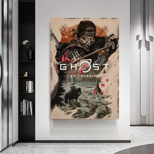 TSNKNP Ghost of Tsushima Art Poster Pintura Decorativa Lienzo Arte Mural Salón Póster Dormitorio Pintura, Arte de Pared Impresión de Imagen Moderna Decoración de Habitación Familiar 24 x 36 Pulgadas