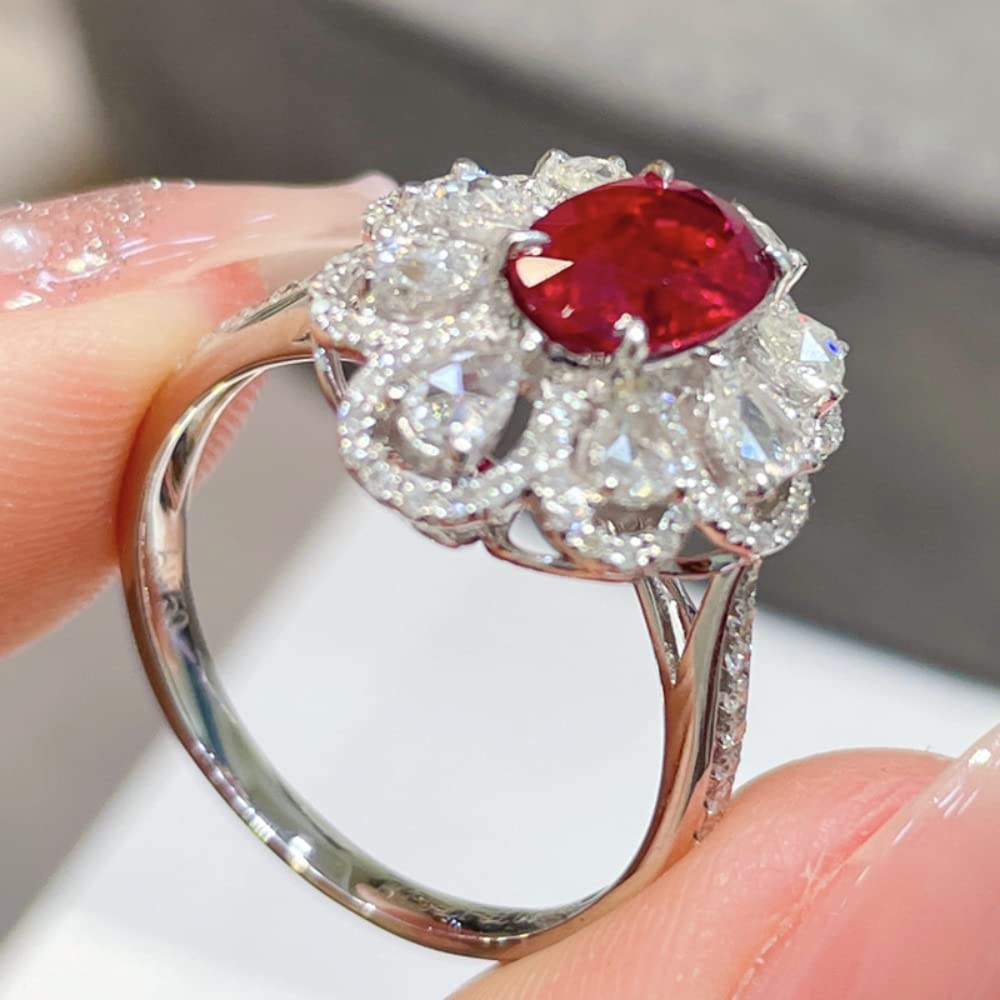 Amazon.com: SUKKCCNO S925 Silver Bright Color Ruby Flower