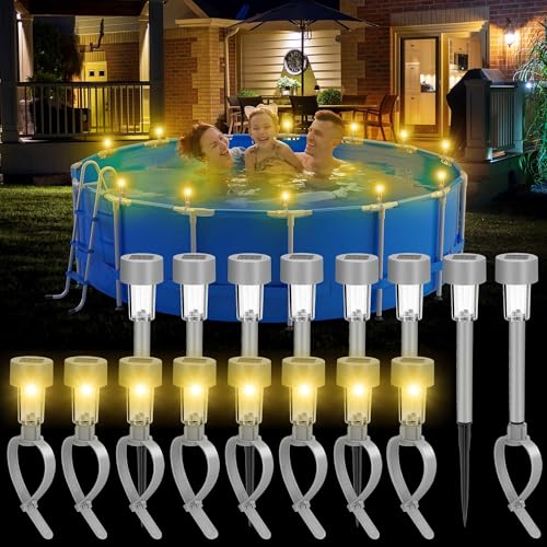 Hahood 16 Pack Gray Solar Pool Lights for Above Ground