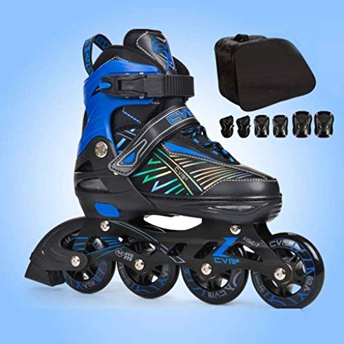 XO? Pattini in Linea per adulti e uomini Pattini Pattini a rotelle lampeggianti Singola Fila Velocità professionale regolabile (Colore: Blu1, Taglia: L (EU 39-EU43))