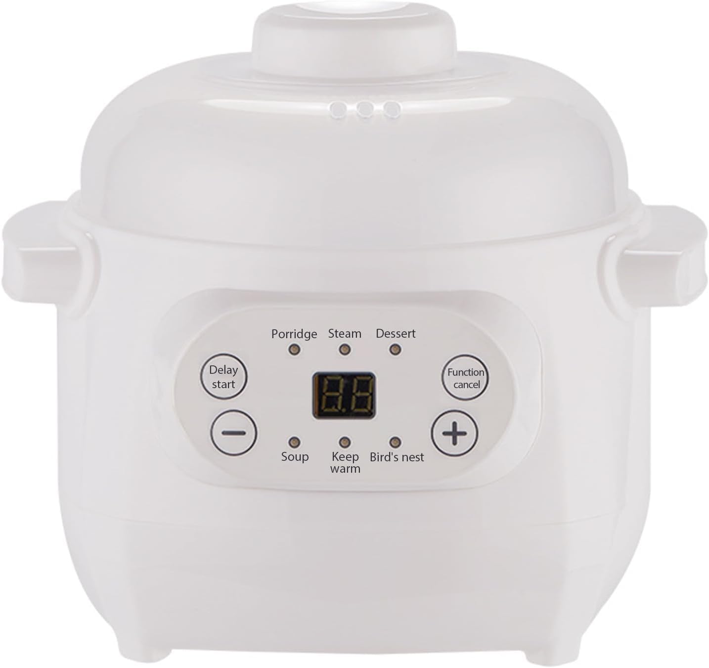 Photo 1 of 1L Electric Stew Pot, 110V 200W Slow Cooker Mini Ceramic Cooker with Lid 6 Cooking Modes Digital Porridge Soup Pot Appointment Timing White