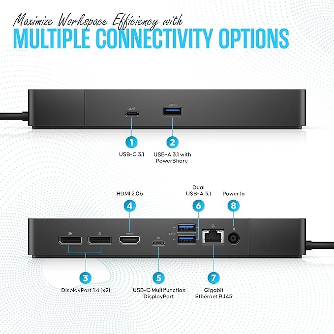 Docking Station Dell WD19S USB-C Dual Monitor con Fuente 130W y Cable HDMI (Renewed) miniatura 4